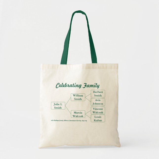 3-Gen Celebrating Family Tree Tote Bag (Front)