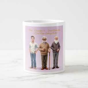 3 Generations Gift Dad to Great-Grandpa Family Art Large Coffee Mug