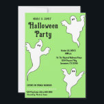 3 Ghosts Green Black Whimsical Halloween Party Invitation<br><div class="desc">Matching items available.</div>