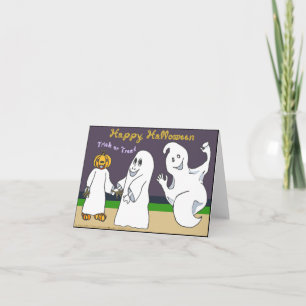 3 Ghosts Trick or Treat Happy Halloween Card