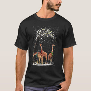 3 Giraffes Scarf Winter Christmas Tree Xmas Snowy T-Shirt