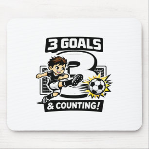 3 Goals And Counting Soccer Birthday For 3-year-ol Mouse Mat