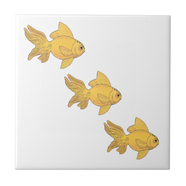 3 Gold Fish Swimming Simple Pattern - revised Tile (Front)