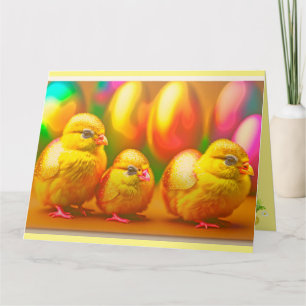 3 Gold Little Easter Chicks Collection Card