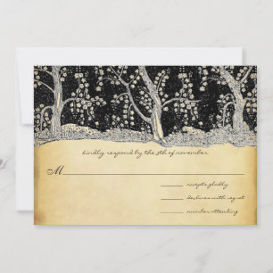 3 Gold Trees on Gold and Black Metallic Elegance Invitation