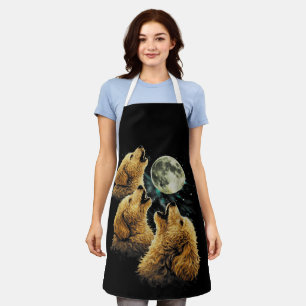 3 Golden Doodle Dogs Howling at the Moon Cute dogs Apron
