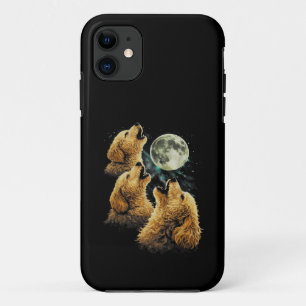 3 Golden Doodle Dogs Howling at the Moon Cute dogs iPhone 11 Case