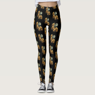 3 Golden Doodle Dogs Howling at the Moon Cute dogs Leggings