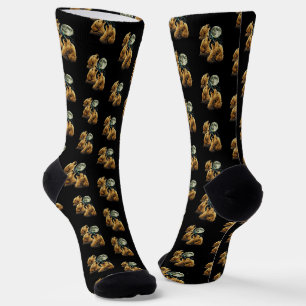 3 Golden Doodle Dogs Howling at the Moon Cute dogs Socks