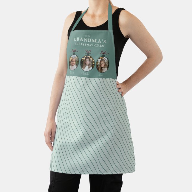 3 Grandkids Photo Grandma Christmas Apron (Insitu)