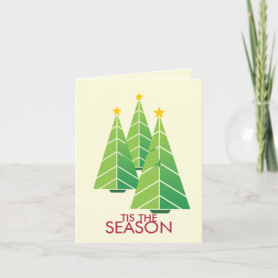 3 green Christmas trees geometric modern holiday