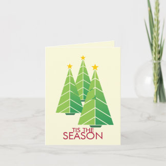 3 green Christmas trees geometric modern holiday Card