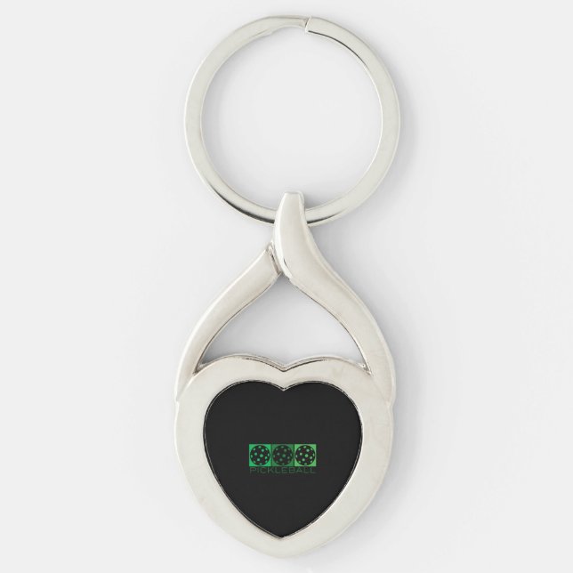 3 Green Pickleballs transparent Key Ring (Front)