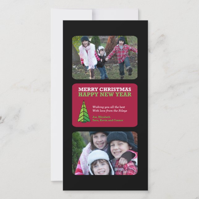 3 Grid Christmas/New Year Photo Card (Front)