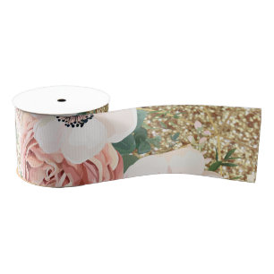 3" Grosgrain Ribbon Geometric Garden Rose Gold