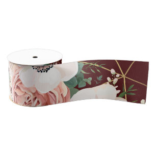 3" Grosgrain Ribbon Geometric Garden Rose Wine