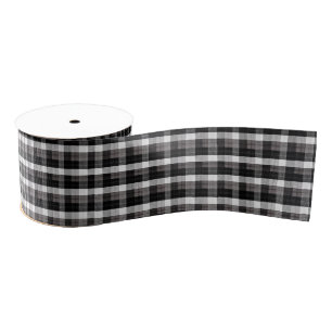 3" Grosgrain Ribbon Xmas Baffalo Plaid Black White