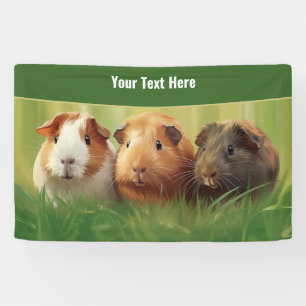 3 Guinea Pigs On Grass Banner