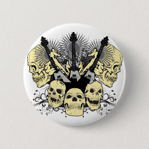 3 Guitars Skulls 6 Cm Round Badge