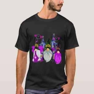 3 Halloween Gnomes Purple Gnome Vampire Gnome Witc T-Shirt