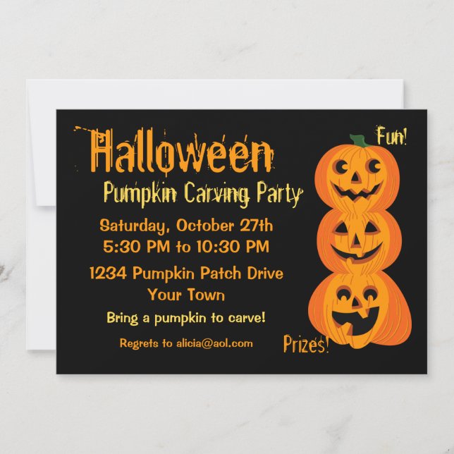 3 Halloween Pumpkins Invitation (Front)
