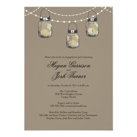 3 Hanging Mason Jars - Engagement Party Card