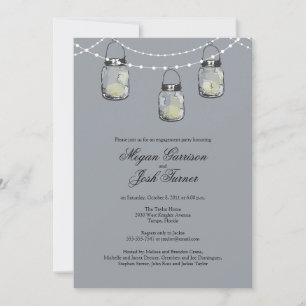 3 Hanging Mason Jars - Engagement Party Invitation