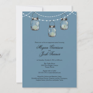3 Hanging Mason Jars - Engagement Party Invitation