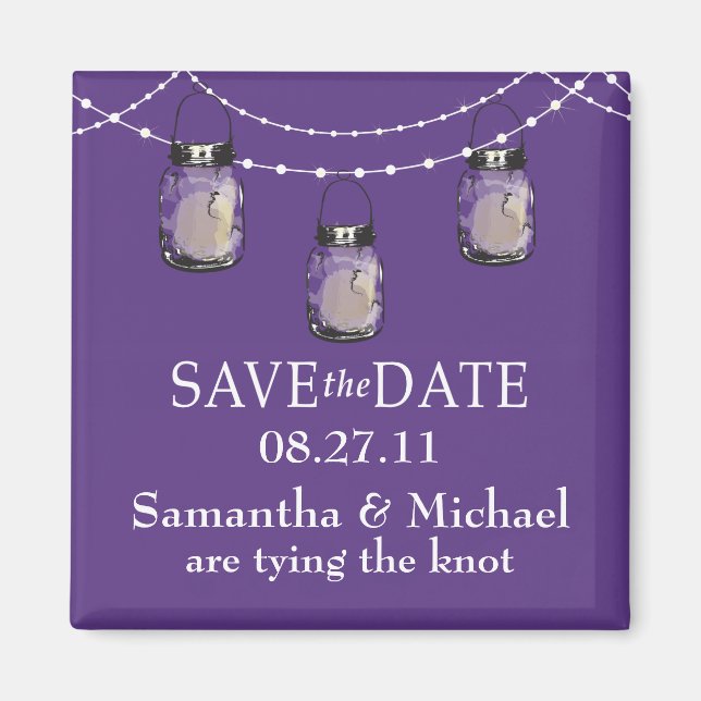 3 Hanging Mason Jars - SAVE THE DATE Magnet (Front)