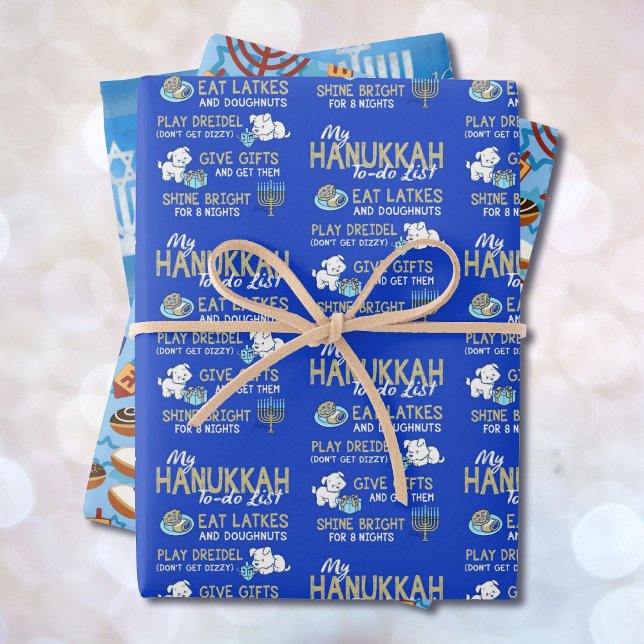 3 Hanukkah Wrapping Paper in Blues Gift Wrap (Creator Uploaded)