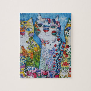 3 happy cats jigsaw puzzle