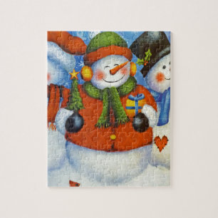 3 Happy Snowmen Jigsaw Puzzle