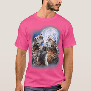 3 Hares Howling At The Moon Funny Hare Rabbit Bunn T-Shirt