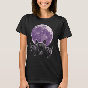 3 Headed Cat Meme Full Moon Phase Witchy Dark Acad T-Shirt