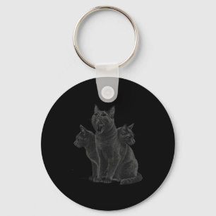 3 Headed Cat Vintage Grunge Alt 90s Halloween Goth Key Ring