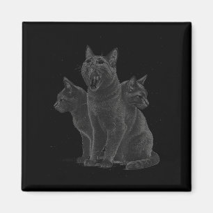 3 Headed Cat Vintage Grunge Alt 90s Halloween Goth Magnet