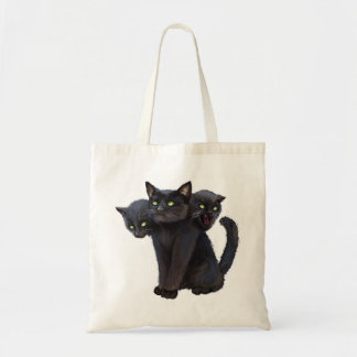3 headed kitty tote bag