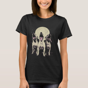 3 Headed Pitbull Dog Howling At The Moon T-Shirt