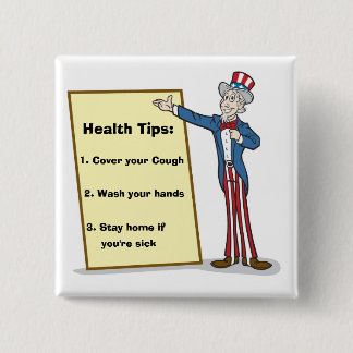 3 Health Tips from Uncle Sam 15 Cm Square Badge
