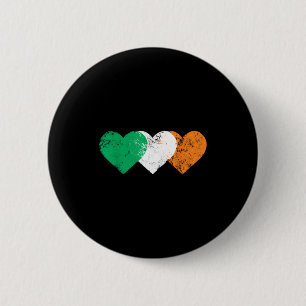 3 Hearts Ireland Flag St. Patricks Day Irish Flags 6 Cm Round Badge