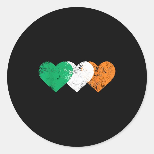 3 Hearts Ireland Flag St. Patricks Day Irish Flags Classic Round Sticker (Front)