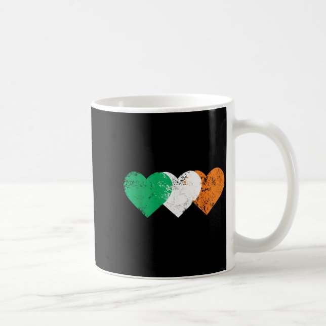 3 Hearts Ireland Flag St. Patricks Day Irish Flags Coffee Mug (Right)
