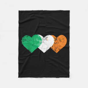 3 Hearts Ireland Flag St. Patricks Day Irish Flags Fleece Blanket