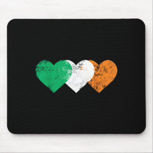3 Hearts Ireland Flag St. Patricks Day Irish Flags Mouse Mat