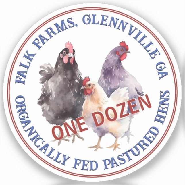 3 Hens ORGANICALLY FED Pastured Egg Carton Logo (Front)
