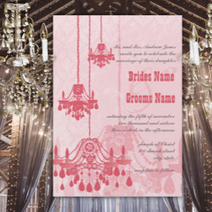 3 Honeysuckle Chandeliers Damask Wedding Invites