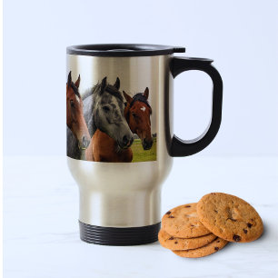 3 Horse Heads Travel Mug – Perfect for Horse Lover