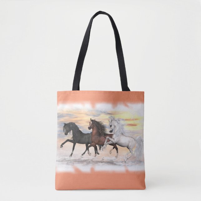 3 Horses All-Over-Print Tote Bag, You Customise Bag (Front)
