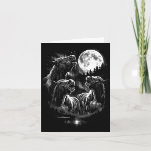 3 horses howling at moon vintage funny 80s-90s card