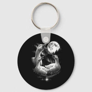 3 Howling Silly Goose Moon Aurora Vintage Funny Key Ring